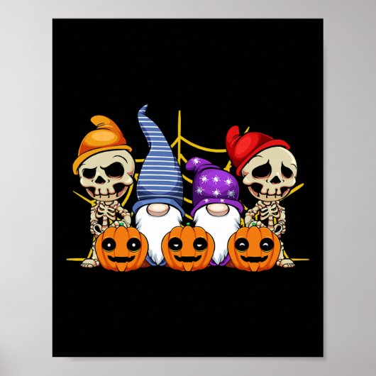 Gnome Skeleton Lazy Halloween Costume Cute Pumpkin Poster (Voorkant)