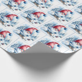 Gnome Skiën met een konijntje Cadeaupapier (Hoek)