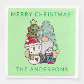 Gnome Sneeuwman Kerstfeest Servet (Voorkant)