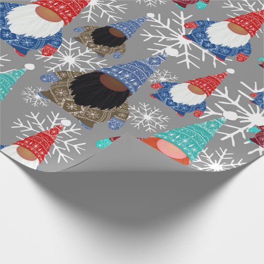 Gnome Snowflake Illustraties kerstpatroon Cadeaupapier (Hoek)