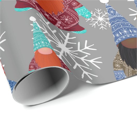 Gnome Snowflake Illustraties kerstpatroon Cadeaupapier (Rol Hoek)