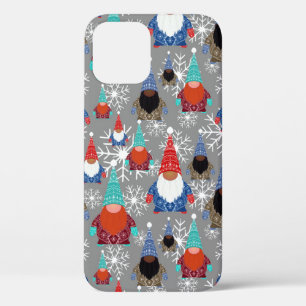 Gnome Snowflake Illustraties kerstpatroon iPhone 12 Pro Hoesje