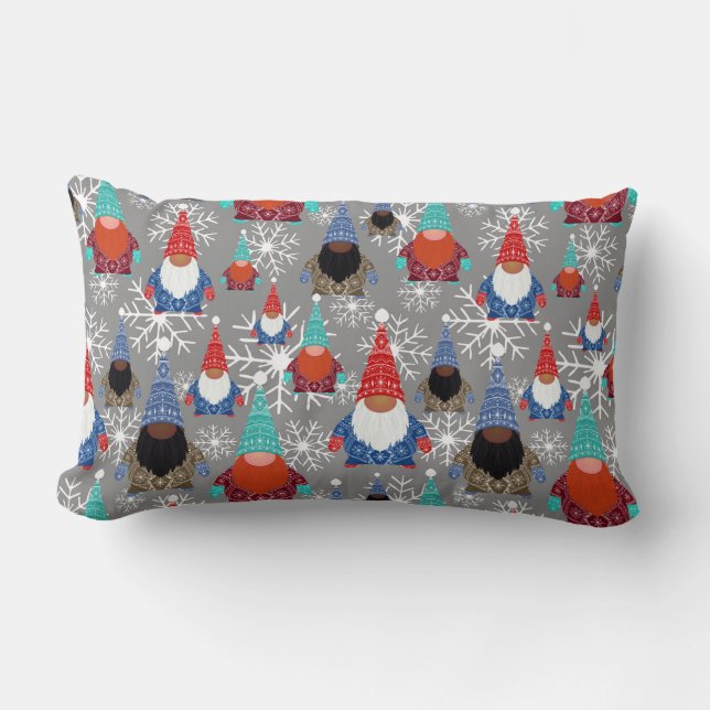 Gnome Snowflake Illustraties kerstpatroon Kussen (Voorkant)