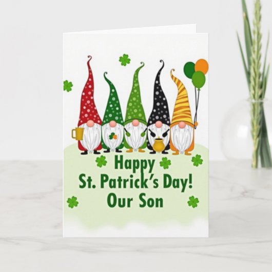 Gnome St Patricks Day Son Card Kaart (Voorkant)