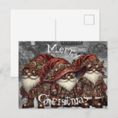 Gnome Steampunk Winter Kerstmis Feestdagenkaart (Voorkant / Achterkant)