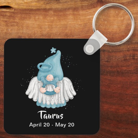 Gnome Stier Astrologie Teken Engel Sleutelhanger (Achterkant)
