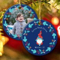 Gnome Sweet Gnome Elf Floral Wreatfoto Blue
