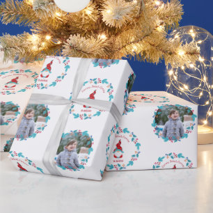 Gnome Sweet Gnome Floral krans Schattige aangepast Cadeaupapier