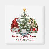 Gnome Sweet Gnome Schattigee Waterverf Kerst Magneet (Voorkant)