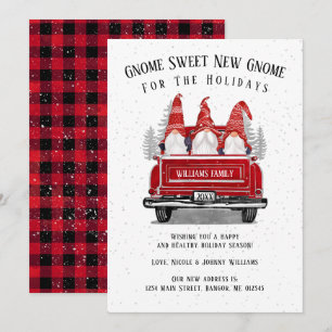 Gnome Sweet New Gnome Red Truck Moving Aankondiging