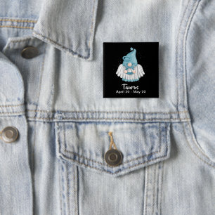 Gnome Taurus Astrology Sign Angel Pinback Button