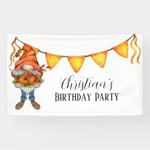 Gnome Thanksgiving Theme Birthday Party Spandoek