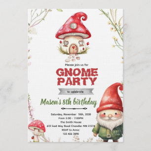 Gnome thema feest uitnodiging