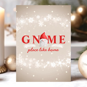Gnome Thuis Als Thuis Kerstmis Feestdagen Kaart