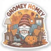 Gnome thuis seizoensgebonden pompoen ontwerp sticker (Voorkant)