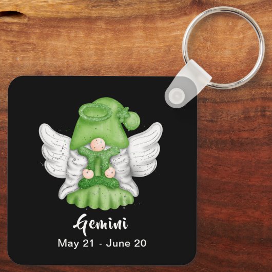 Gnome Tweeling Astrologie Sterrenbeeld Engel Sleut Sleutelhanger (Achterkant)