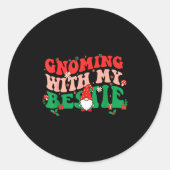 Gnome Twinning With My Ie Funny Matching Christmas Ronde Sticker (Voorkant)