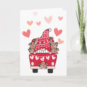 Gnome Valentijn Card Retro Truck Feestdagen Kaart