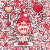 Gnome Valentine Coeurs rouges mignonnes | Sticker