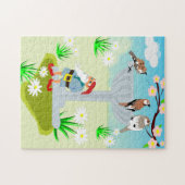 Gnome & Vogelbad Puzzel (Horizontaal)