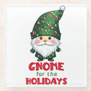 Gnome voor de Feestdagen Funny & Schattig Christma Glazen Onderzetter