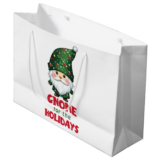 Gnome voor de Feestdagen Funny & Schattig Christma Groot Cadeauzakje (Voorkant Gekanteld)