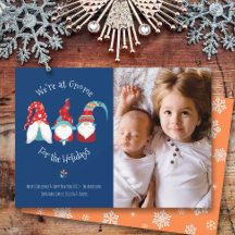 Gnome voor Feestdagen Foto Fun Typografie Elf Blue