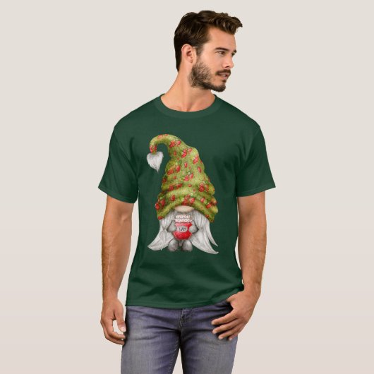 Gnome Wearing Strawberry Knit Pet en Jam Unisex T-shirt (Voorkant volledig)