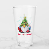 Gnome with Gift Christmas Glasses Glas (Voorkant)