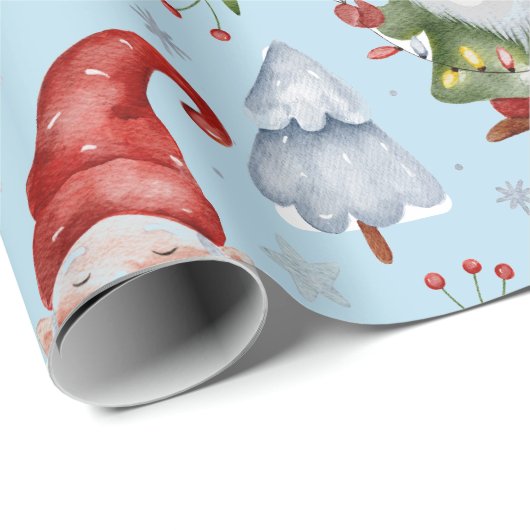 Gnome Wrapping Papier Lichtblauwe Waterverf (Rol Hoek)