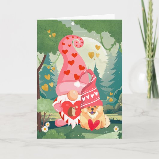 GNOMEBODY LUVS U MEER Chow en gnoom valentijn Feestdagen Kaart (Voorkant)