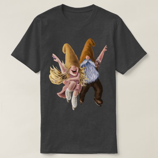 Gnomen dansen op Ice Ice Skating Gnomes Gnome Cou T-shirt (Design voorkant)