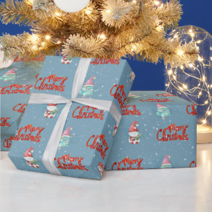 Gnomen, Deer en Snowmen in Snowflakes Cadeaupapier