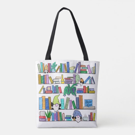 Gnomen en Boek Lover Canvas tas (Achterkant)