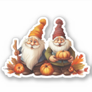 Gnomen en pompoenen Herfst Sticker