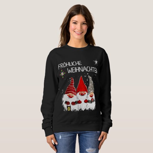 Gnomen Frohliche Weihnachten Grappige Kerst Trui (Voorkant volledig)