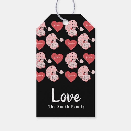 Gnomen Hearts Hand Drawn Valentijnsdag Cadeaulabel (Voorkant)