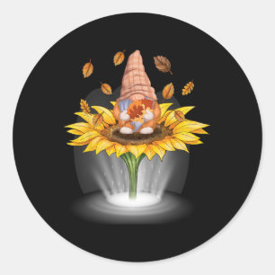 Gnomen Herfst Bladboom Herfst Beam Zonnebloem Beda Ronde Sticker