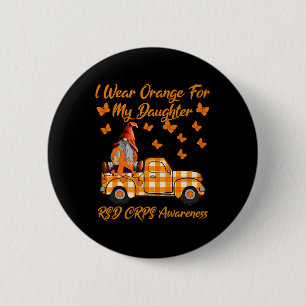 Gnomen Ik Draag Sinaasappel voor mijn dochter RSD  Ronde Button 5,7 Cm