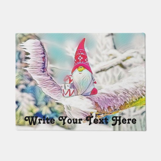 Gnomen in de sneeuw waterverf schilderij deurmat (Voorkant)