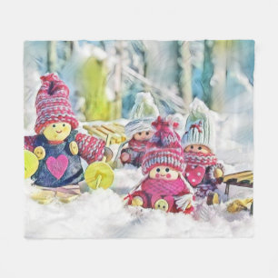 Gnomen in de sneeuw waterverf schilderij fleece deken