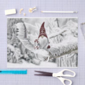 Gnomen in de sneeuw waterverf schilderij tissuepapier (Craft)