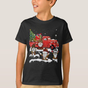 Gnomen in luipaard Gedrukte Buffel Plaid Kerstmis T-shirt