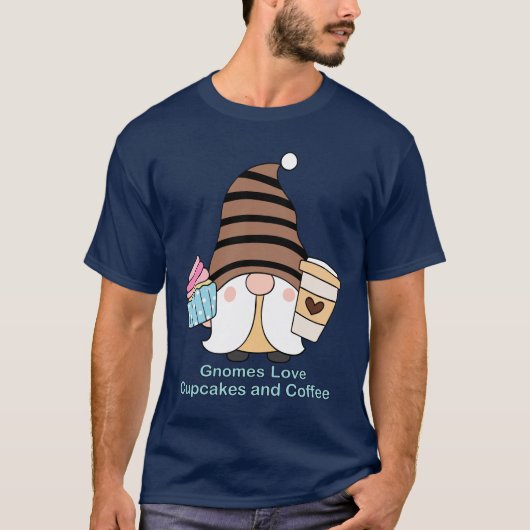 Gnomen Love Cupcakes and Coffee Unisex T-shirt (Voorkant)