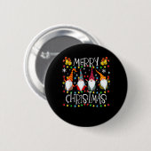 Gnomen Merry Kerstmis Light Family Gnome Xma Ronde Button 5,7 Cm (Voorkant /achterkant)