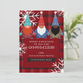 Gnomen Pset Snowflake Illustratie Kerstmis Kaart (Staand voorkant)