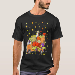 Gnomen Pumpkin Truck Autumn Leaves Herfst Thanksgi T-shirt