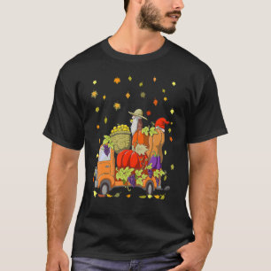Gnomen Pumpkin Truck Autumn Leaves Herfst Thanksgi T-shirt