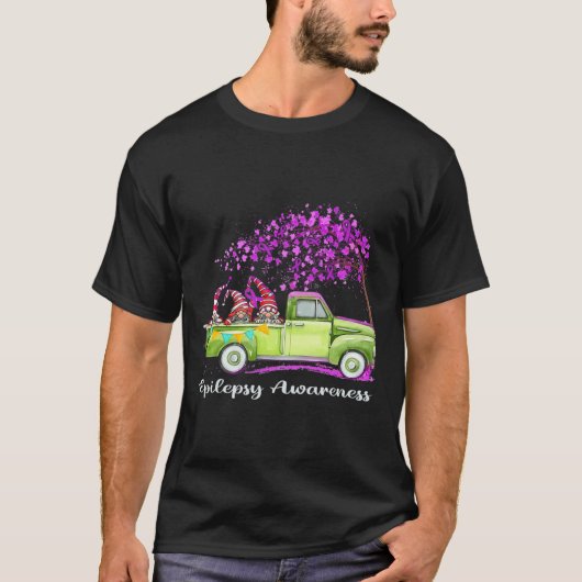 Gnomen rijden op vrachtwagen Epilepsiebewustzijn T-shirt (Voorkant)