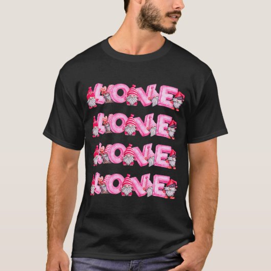 Gnomen Valentijnsdag Love Cute Sweet Gnome Pink R T-shirt (Voorkant)